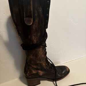 Freebird by Steven Brown Distressed Tall Lace-Up Combat Boots